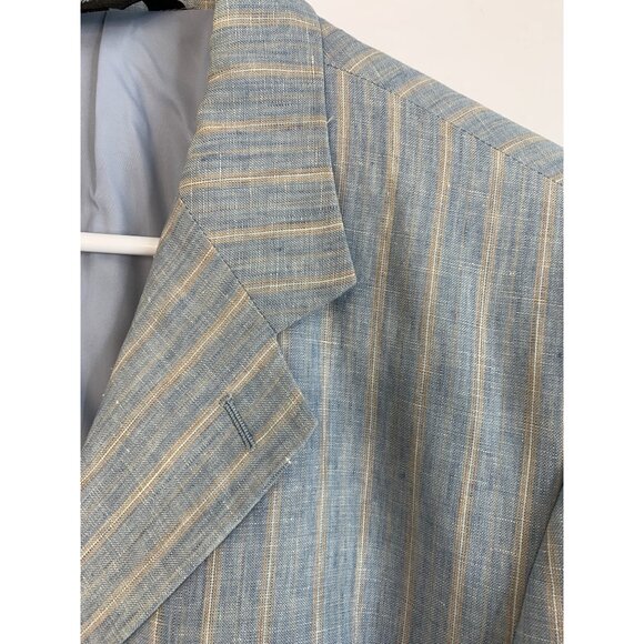 Mens Rizzoli Size 44R Linen Blue Stripe Blazer 3 Button Double Vent Italy REE105 - Picture 2 of 15